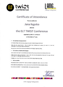 Certyfikat Twist Conference